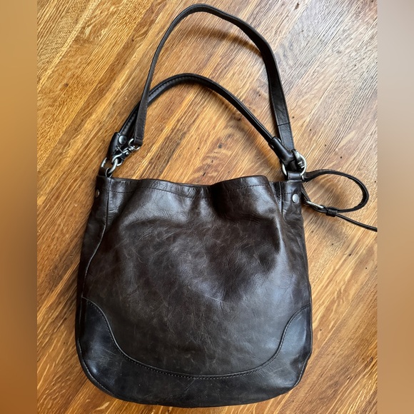 Frye Melissa Genuine Leather Hobo Dark Brown Slate - Picture 5 of 13